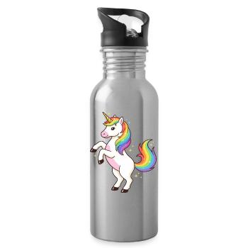 Regenbogen-Einhorn-Funkeln - Trinkflasche mit integriertem Trinkhalm - Lightsilver - Rechts