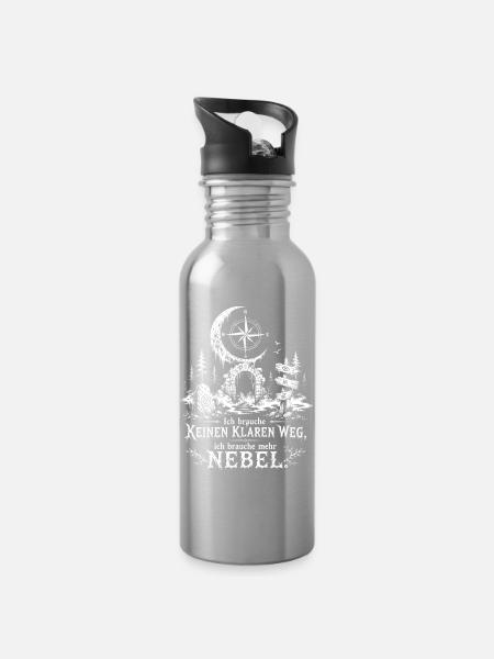 Ich brauche mehr Nebel - Trinkflasche mit integriertem Trinkhalm - Lightsilver