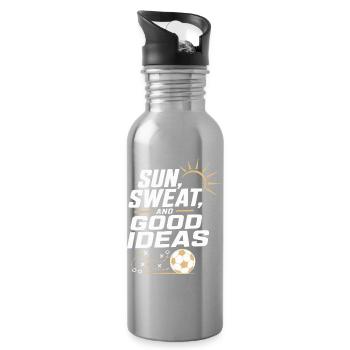 Sun, sweat and good ideas - Water bottle with straw - silver - Right