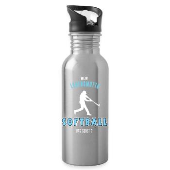 Softball Softballer Softballfan Softballspiel - Trinkflasche mit integriertem Trinkhalm - Lightsilver - Rechts