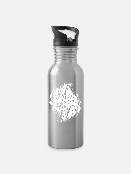 SCHMUTZIGE ABSTRAKTE KALLIGRAPHIEFORM - Trinkflasche mit integriertem Trinkhalm - Lightsilver