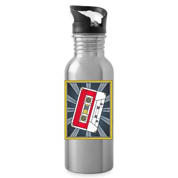 Buntglas-Kassettenbandillustration - Trinkflasche mit integriertem Trinkhalm - Lightsilver - Rechts