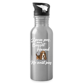 Je peux pas mon Basset Hound - Gourde avec paille intégrée - argent clair - Droite