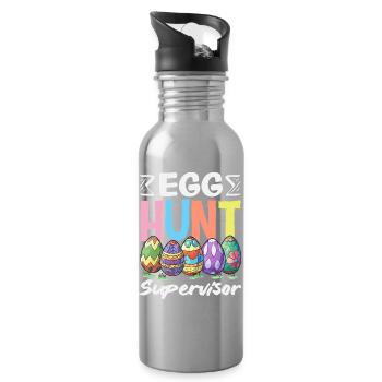 Joyeuse Pâques, douce chasse aux œufs du lapin, œufs de Pâques - Gourde avec paille intégrée - argent clair - Droite