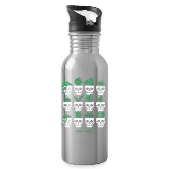 Skull Skull Terrarium Botany Plants - Water bottle with straw - silver - Right