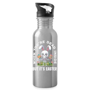 Happy Easter Sweet Easter Bunny Egg Hunt Easter Eggs - Water bottle with straw - silver - Right