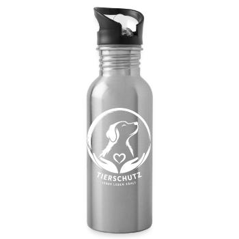 Tierschutz Tierschutzhunde - Trinkflasche mit integriertem Trinkhalm - Lightsilver - Rechts