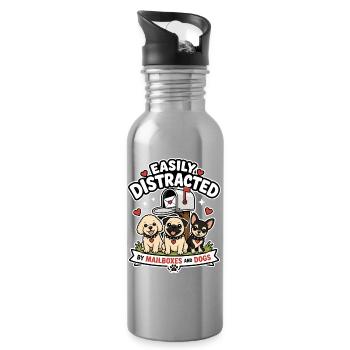 Leicht Ablenkt Von Briefkästen Und Hunden - Trinkflasche mit integriertem Trinkhalm - Lightsilver - Rechts