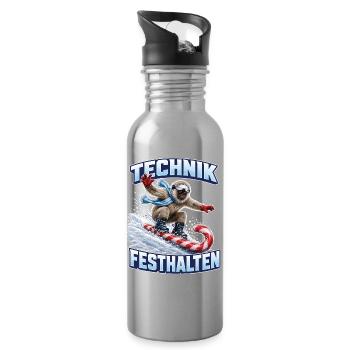 Brillenlangur auf der Zuckerstange - Trinkflasche mit integriertem Trinkhalm - Lightsilver - Rechts