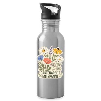 Gartenarbeit entspannt - Trinkflasche mit integriertem Trinkhalm - Lightsilver - Rechts