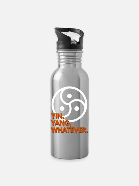 Yin, Yang, Whatever. - Trinkflasche mit integriertem Trinkhalm - Lightsilver