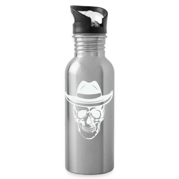 Skull with sunglasses - Water bottle with straw - silver - Right
