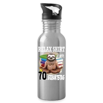 Relax Faultier Geburtstag 70 Jahre Sloth Lustig - Trinkflasche mit integriertem Trinkhalm - Lightsilver - Rechts