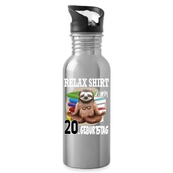 Relax Faultier Geburtstag 20 Jahre Sloth Lustig - Trinkflasche mit integriertem Trinkhalm - Lightsilver - Rechts
