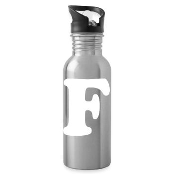 Grande impression en F | Lettre F | F Logo - Gourde avec paille intégrée - argent clair - Droite