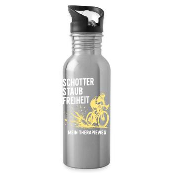 Schotter Freiheit – Mein Therapieweg - Trinkflasche mit integriertem Trinkhalm - Lightsilver - Rechts