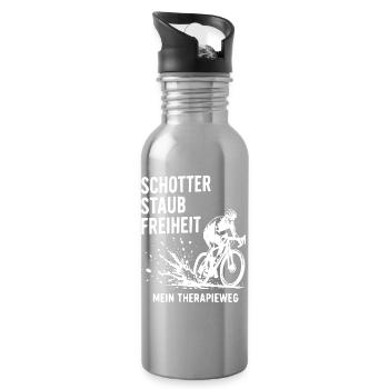 Schotter Freiheit Gravelradfahren - Trinkflasche mit integriertem Trinkhalm - Lightsilver - Rechts