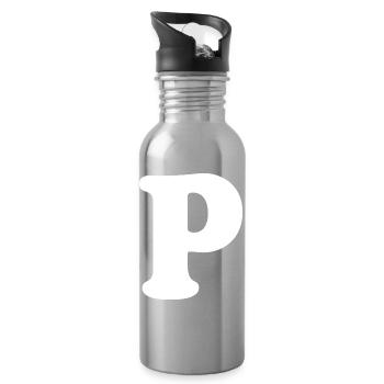 Large P Style Print | Letter P | P Logo - Water bottle with straw - silver - Right