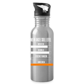 Mein Angel Skill Level Lustiges Angler Motiv mit - Trinkflasche mit integriertem Trinkhalm - Lightsilver - Rechts