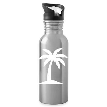 Cadeau de voyage en mer pour vacances d’été à la plage à Palm Tree - Gourde avec paille intégrée - argent clair - Droite
