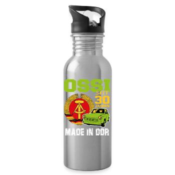 Geburtstag DDR Ossi Ost Produkt 30 Jahre - Trinkflasche mit integriertem Trinkhalm - Lightsilver - Rechts