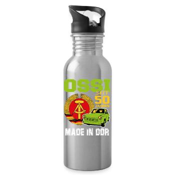 Geburtstag DDR Ossi Ost Produkt 50 Jahre - Trinkflasche mit integriertem Trinkhalm - Lightsilver - Rechts