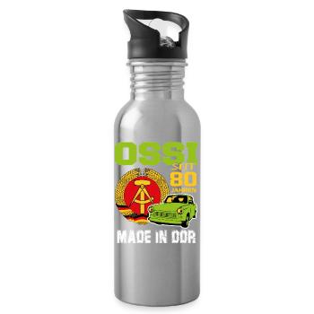 Geburtstag DDR Ossi Ost Produkt 80 Jahre - Trinkflasche mit integriertem Trinkhalm - Lightsilver - Rechts