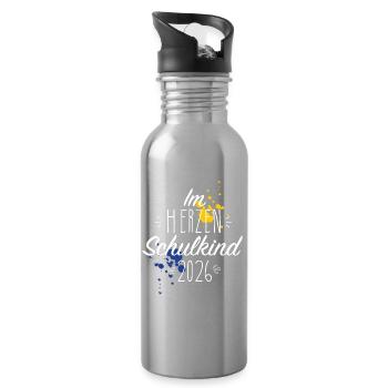 Schulkind 2026 Farbsplash - Trinkflasche mit integriertem Trinkhalm - Lightsilver - Rechts