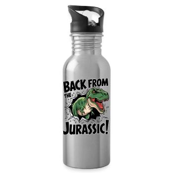 Back from the Jurassic T-Rex - Water bottle with straw - silver - Right