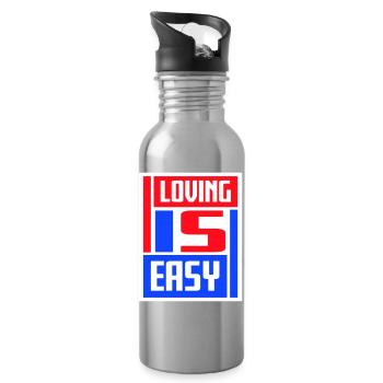 Loving Is Easy Inspirierend Romantisch Spruch Logo - Trinkflasche mit integriertem Trinkhalm - Lightsilver - Rechts