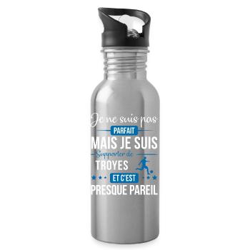 Je Ne Suis Pas Parfait Mais Je Suis Supporter D... - Gourde avec paille intégrée - argent clair - Droite