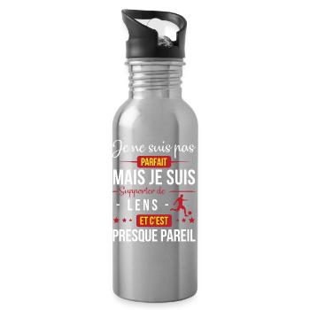 Je Ne Suis Pas Parfait Mais Je Suis Supporter D... - Gourde avec paille intégrée - argent clair - Droite