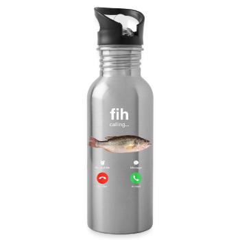 Fih Anruf Ablehnen Anruf Annehmen Lustiger Fisch - Trinkflasche mit integriertem Trinkhalm - Lightsilver - Rechts