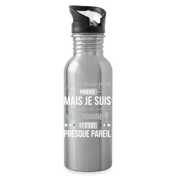 Je Ne Suis Pas Parfait Mais Je Suis Supporter D... - Gourde avec paille intégrée - argent clair - Droite