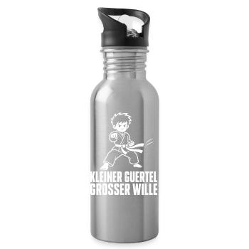 Kleiner Gürtel Großer Wille – Karate Kampfkunst - Trinkflasche mit integriertem Trinkhalm - Lightsilver - Rechts