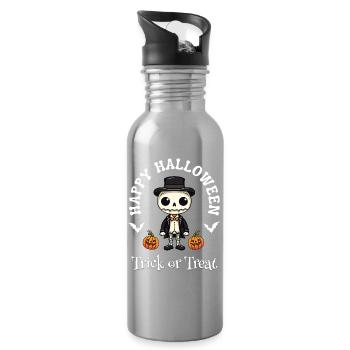 Happy Halloween Skelett Trick Or Treat Geschenk - Trinkflasche mit integriertem Trinkhalm - Lightsilver - Rechts