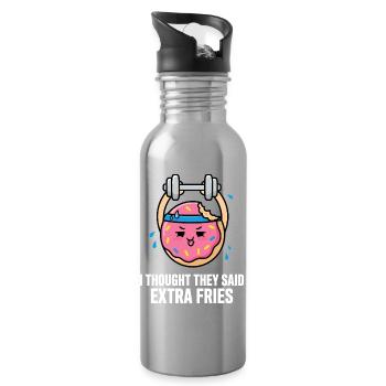 Donut beim Training mit Hantel - Trinkflasche mit integriertem Trinkhalm - Lightsilver - Rechts