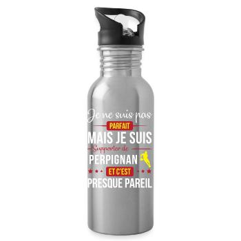 Je Ne Suis Pas Parfait Mais Je Suis Supporter D... - Gourde avec paille intégrée - argent clair - Droite