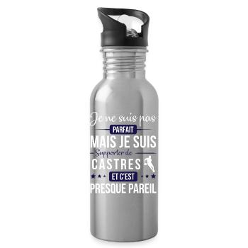Je Ne Suis Pas Parfait Mais Je Suis Supporter D... - Gourde avec paille intégrée - argent clair - Droite