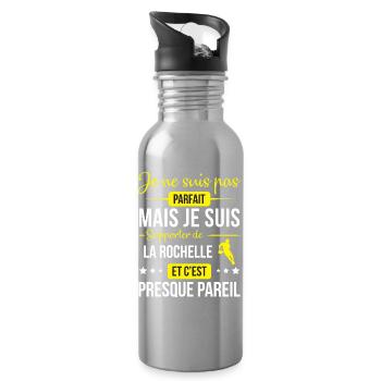 Je Ne Suis Pas Parfait Mais Je Suis Supporter D... - Gourde avec paille intégrée - argent clair - Droite