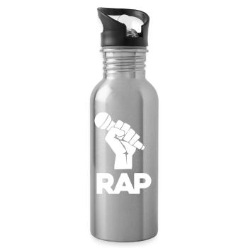 Rap Mic Silhouette - Water bottle with straw - silver - Right