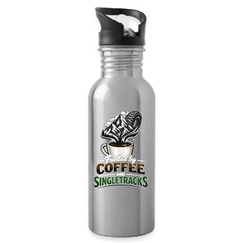 Fuelled by Coffee & Singletracks MTB Coffee Mug - Water bottle with straw - silver - Right