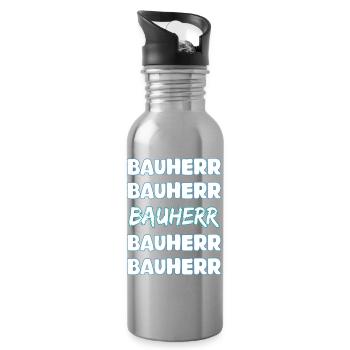 Bauherr - Trinkflasche mit integriertem Trinkhalm - Lightsilver - Rechts