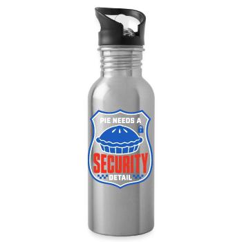 Kuchenhumor – Pie Needs a Security Detail - Trinkflasche mit integriertem Trinkhalm - Lightsilver - Rechts
