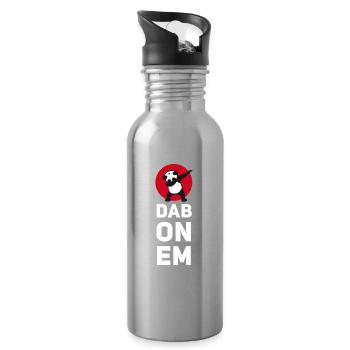 dab on em dabbing panda football touchdown mooving - Water bottle with straw - silver - Right