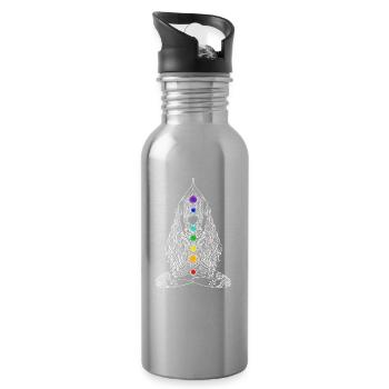 Yoga Chakra Energie lotusblüte buddha tattoo Girl - Trinkflasche mit integriertem Trinkhalm - Lightsilver - Rechts