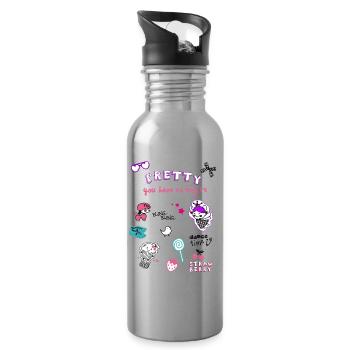 Pretty Doodles : Motifs colorés pour enfants lolli Kita Girl - Gourde avec paille intégrée - argent clair - Droite
