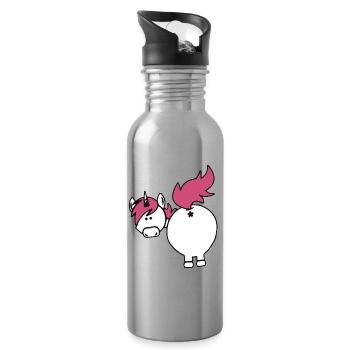unicorn butt - Water bottle with straw - silver - Right