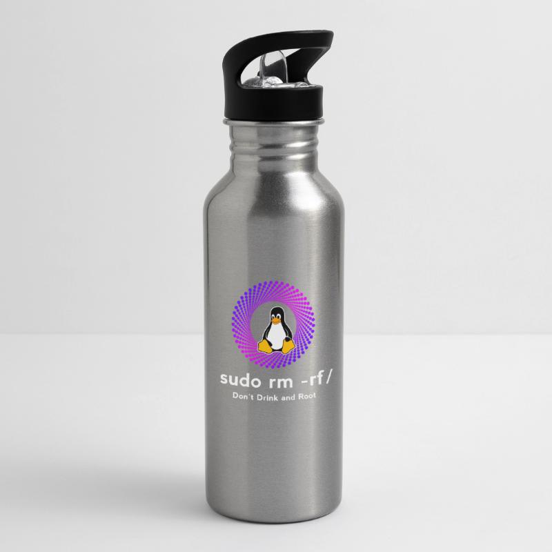 Computer Sys admin Pinguin Nerd pc sudo rm -rf cod Trinkflasche mit integriertem Trinkhalm