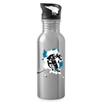 Eishockey puck Eisbären Fan hockey angriff tor - Gourde avec paille intégrée - argent clair - Droite